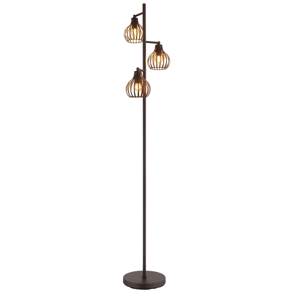 3-light floor lamp Mateo rust brown