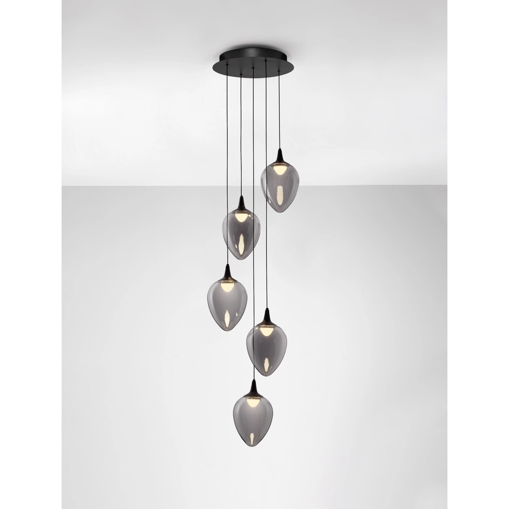 Pendant lamp Nali 5-light smoke glass Lyora 5212017477781