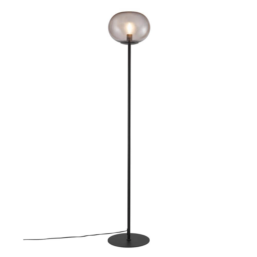 Glass floor lamp Alton black with smoke glass