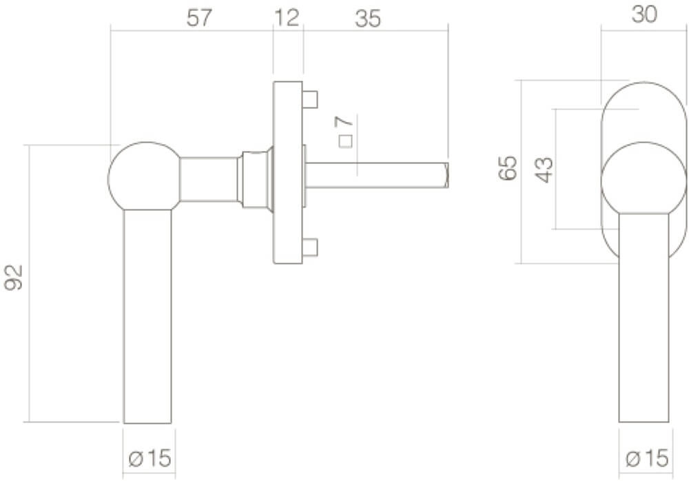 Window handle L-shape Ventra Stainless steel Intersteel 8714186112649