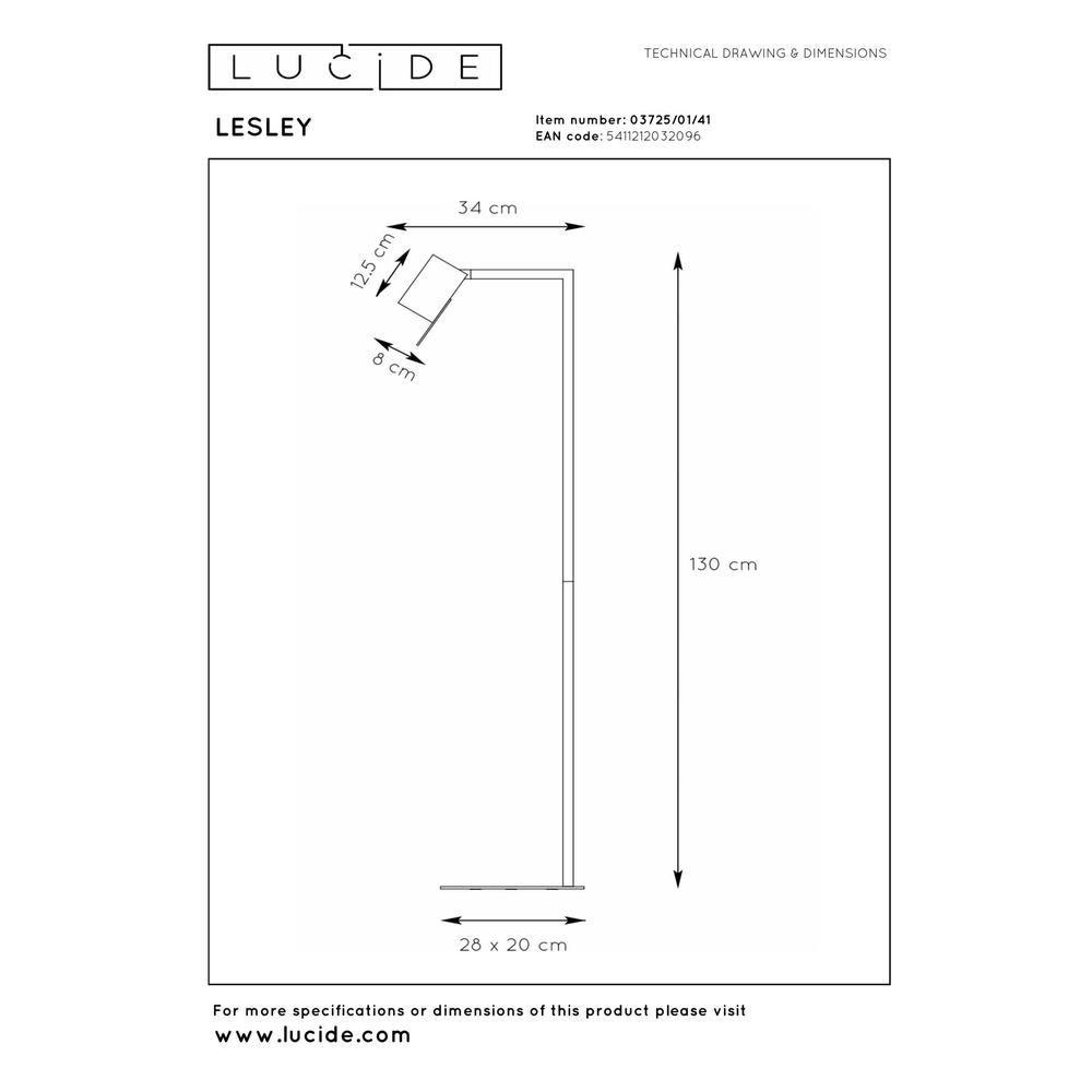 Modern reading lamp Lesley sand brown Lucide 5411212032096