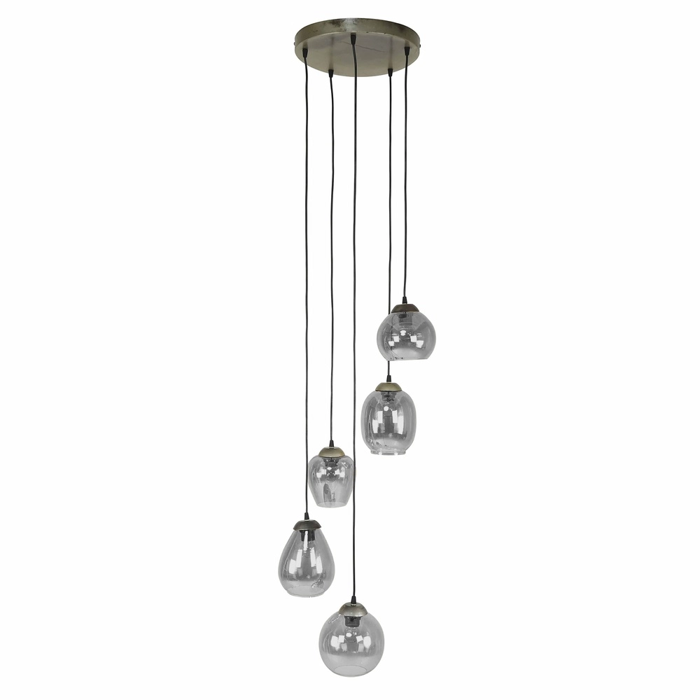 Dining table pendant lamp Mix 5x E27 - Ø 43cm - smoke glass Lyora 8716803512290