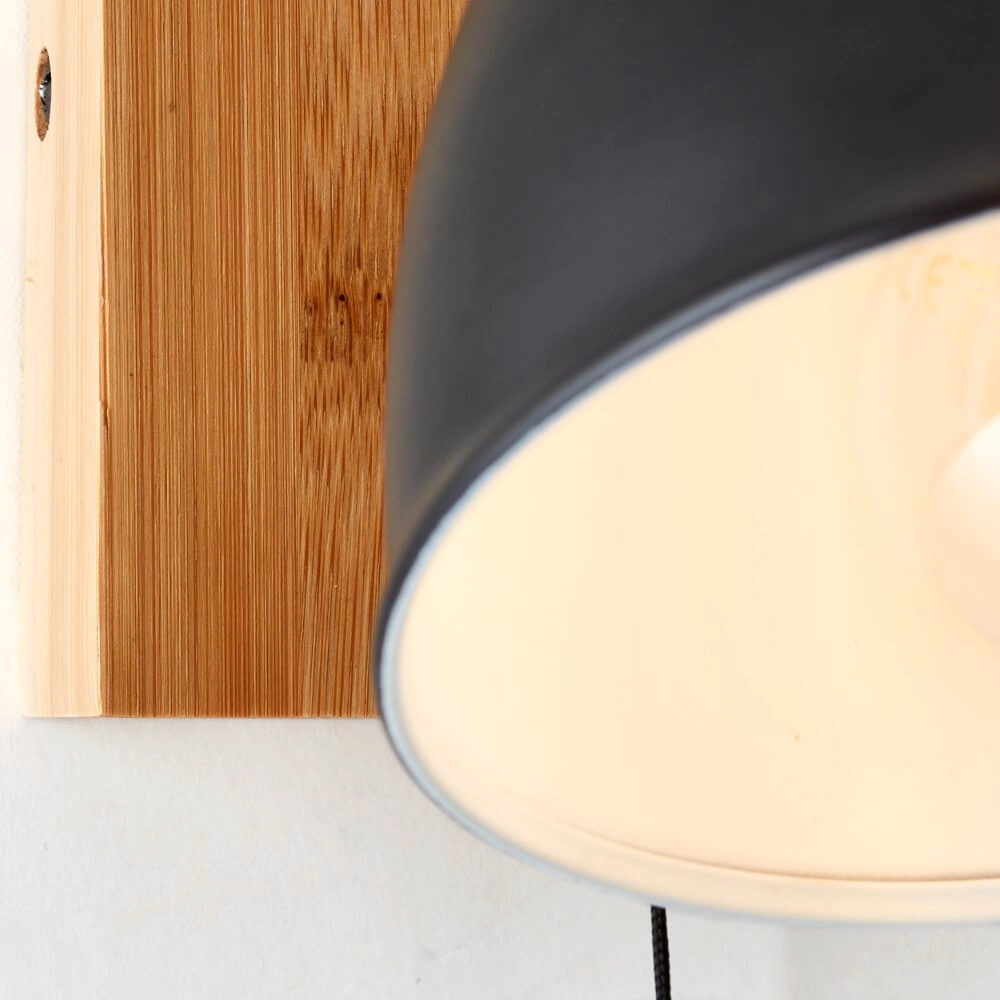 Wall lamp Celia black with bamboo Brilliant 4004353411403