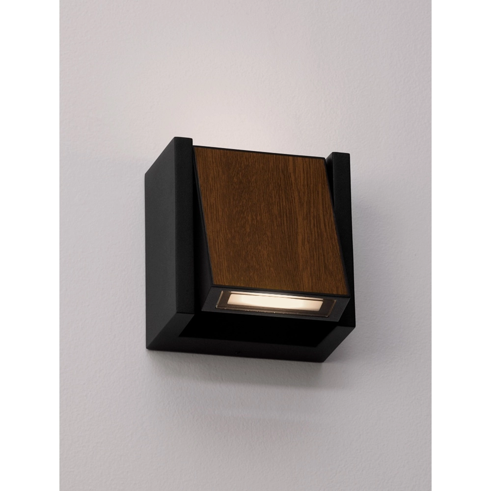 Wall lamp Kioo black with wood