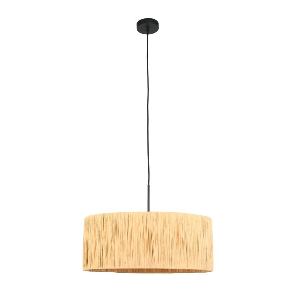 Pendant lamp Sparkled Light black with straw shade Ø 50cm