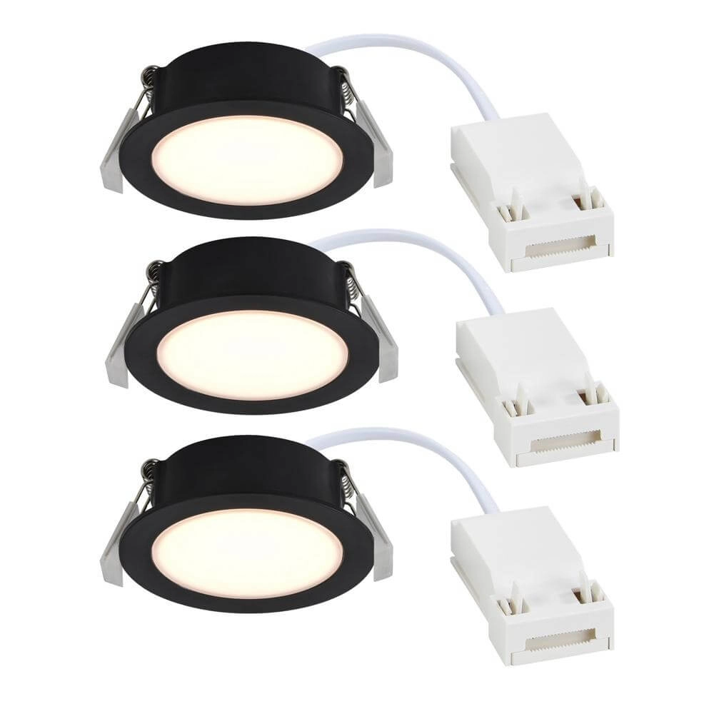 Set of 3 spotlights Olea black