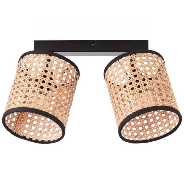 Spots Wiley 2-light black with rattan Brilliant 4004353394843