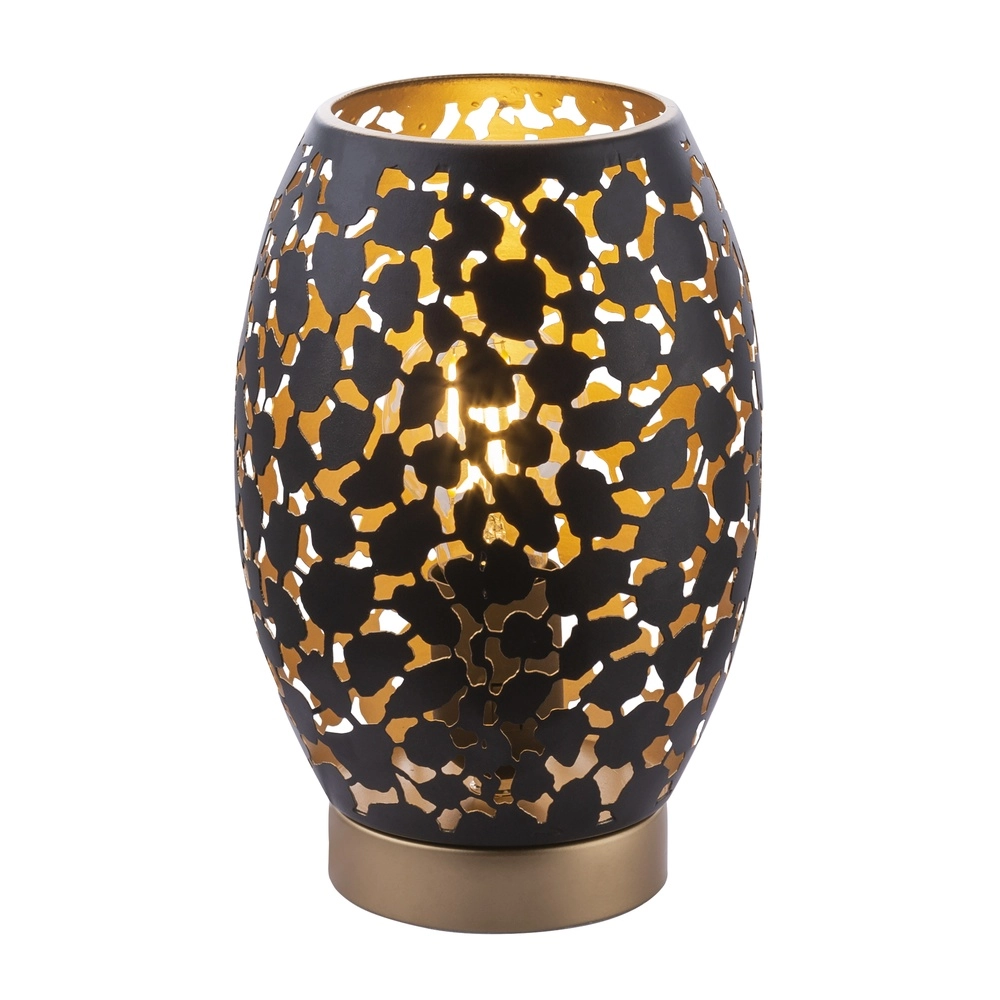 Table lamp Narri black with gold - coarse holes