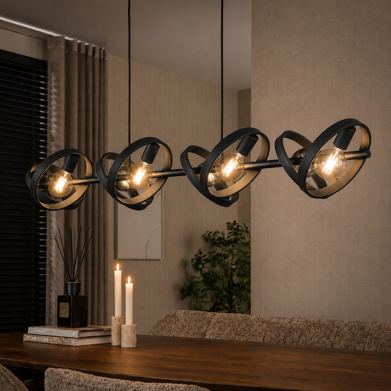 8 rings pendant light dining table Hover charcoal - Ø 26cm