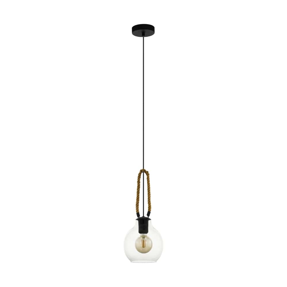 Glass hanging lamp Roding with rope Eglo 9002759436179