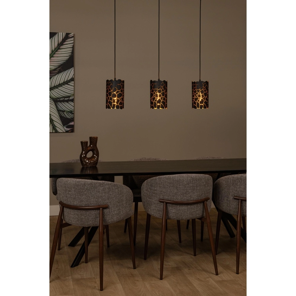 Pendant lamp Almelo 3-light black with gold inside Lucide 5411212211873