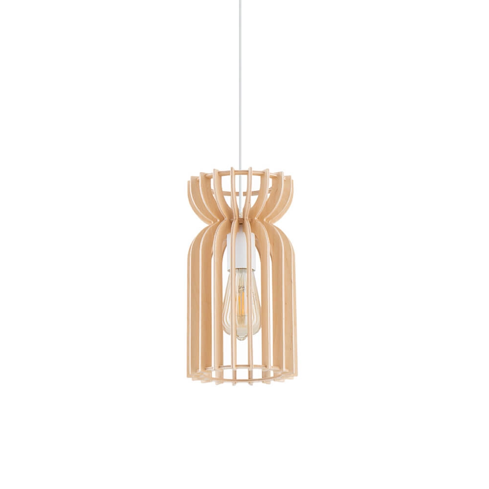 Wooden hanging lamp Kymi Ø 16cm - wood brown