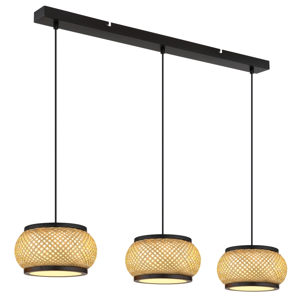 Pendant lamp Bambora 3-light with bamboo Globo 9007371566860