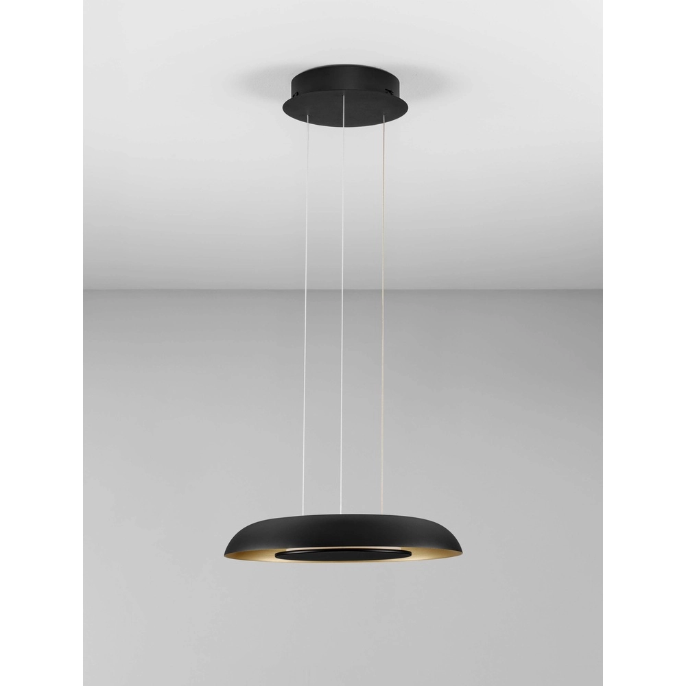 Modern pendant lamp Epos Ø 40cm black with gold Lyora 5212017463265
