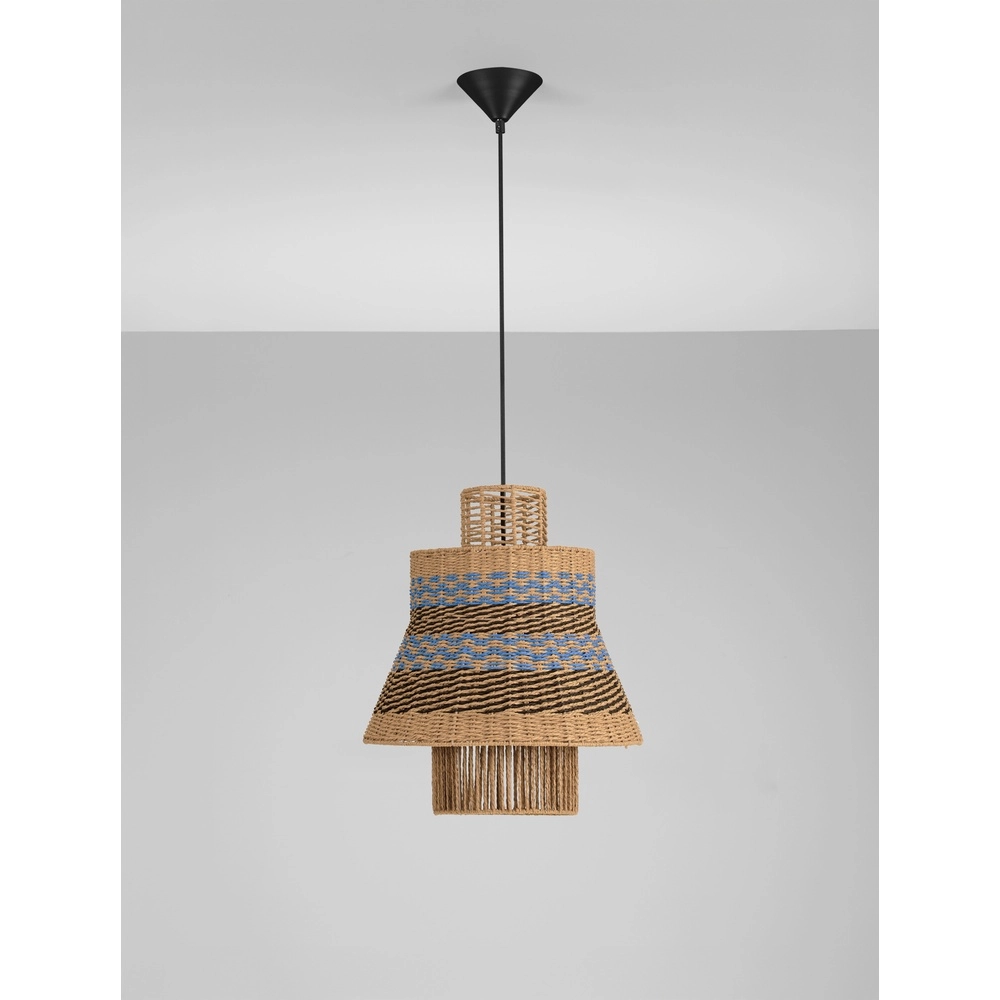 Rattan pendant lamp Mande blue with brown Lyora 5212017477354