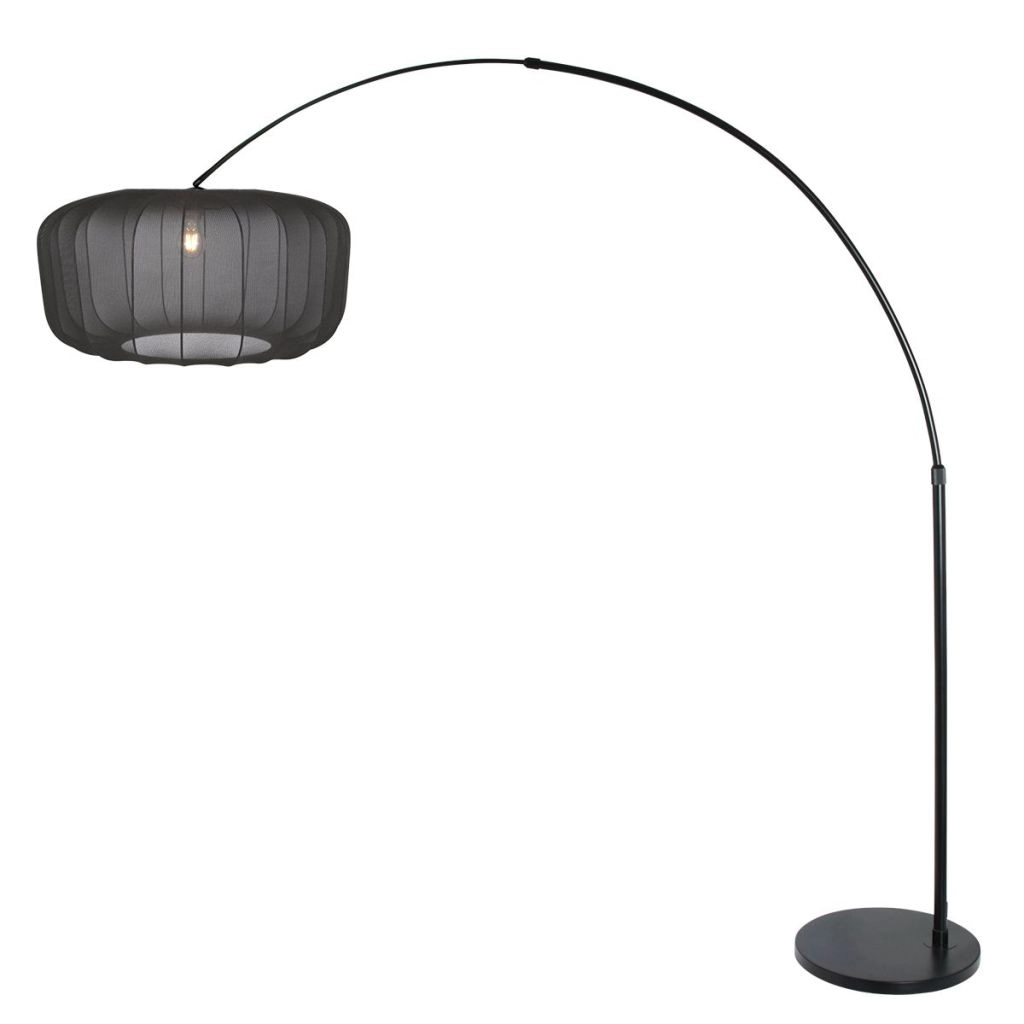 Black arc lamp Vela Lino with black shade Ø60cm Steinhauer 8712746183597
