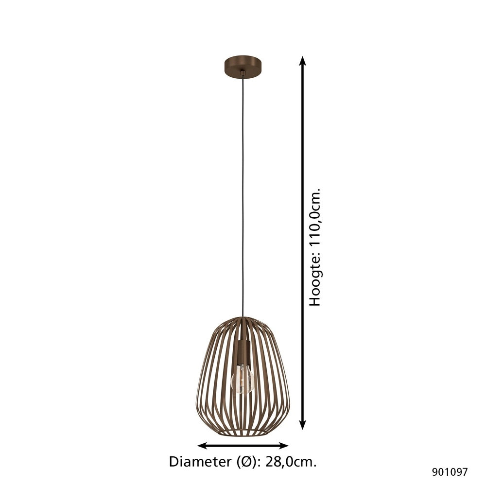 Bronze pendant lamp Espinal Ø 28cm - 1x E27 Eglo 9008606312580