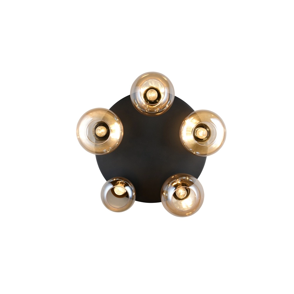 5-light ceiling lamp Lumina black with amber glass Trio 4017807663174