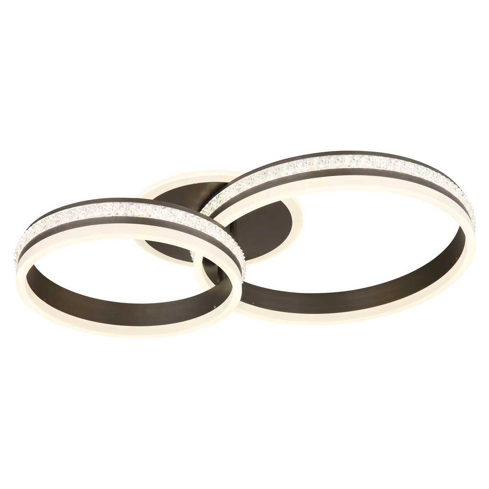 Design ceiling lamp Grouni 2 rings titanium brushed
