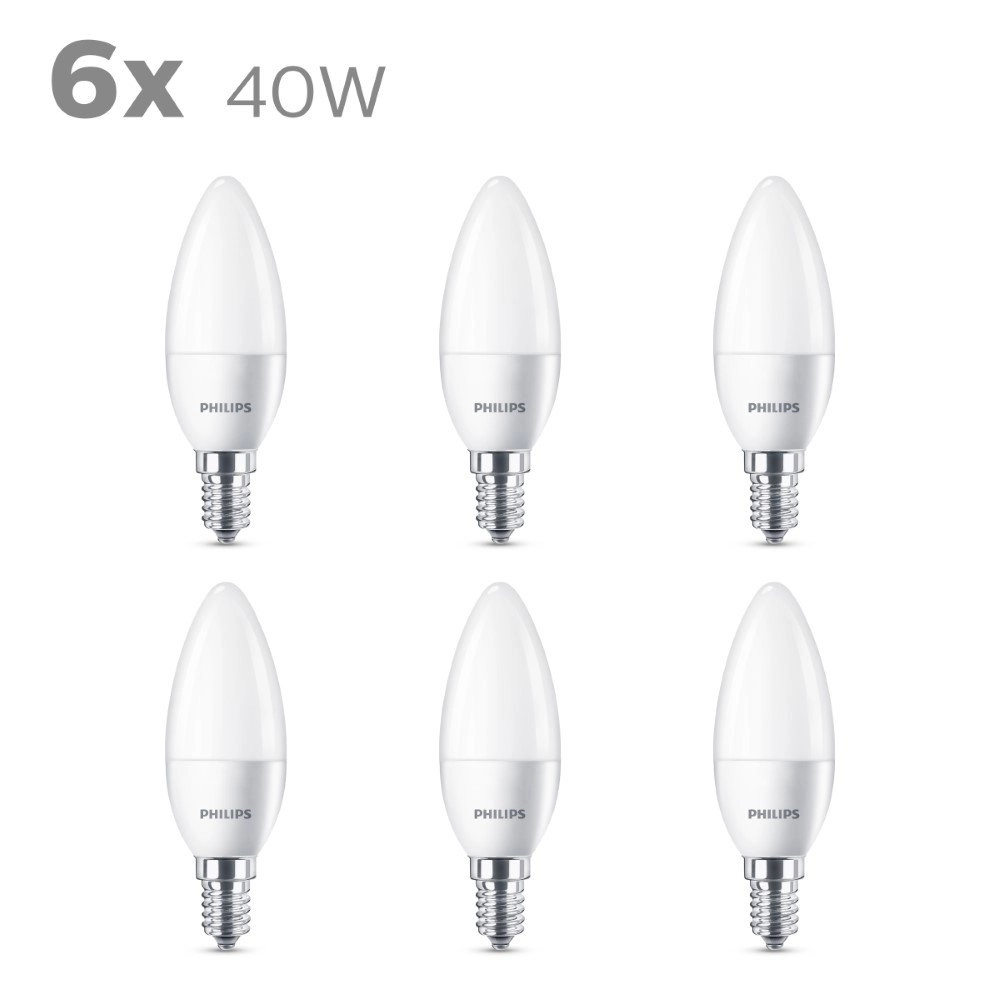 5,5W - E14 - 2700K - 470 lumen set with 6pcs Philips 8718696509487