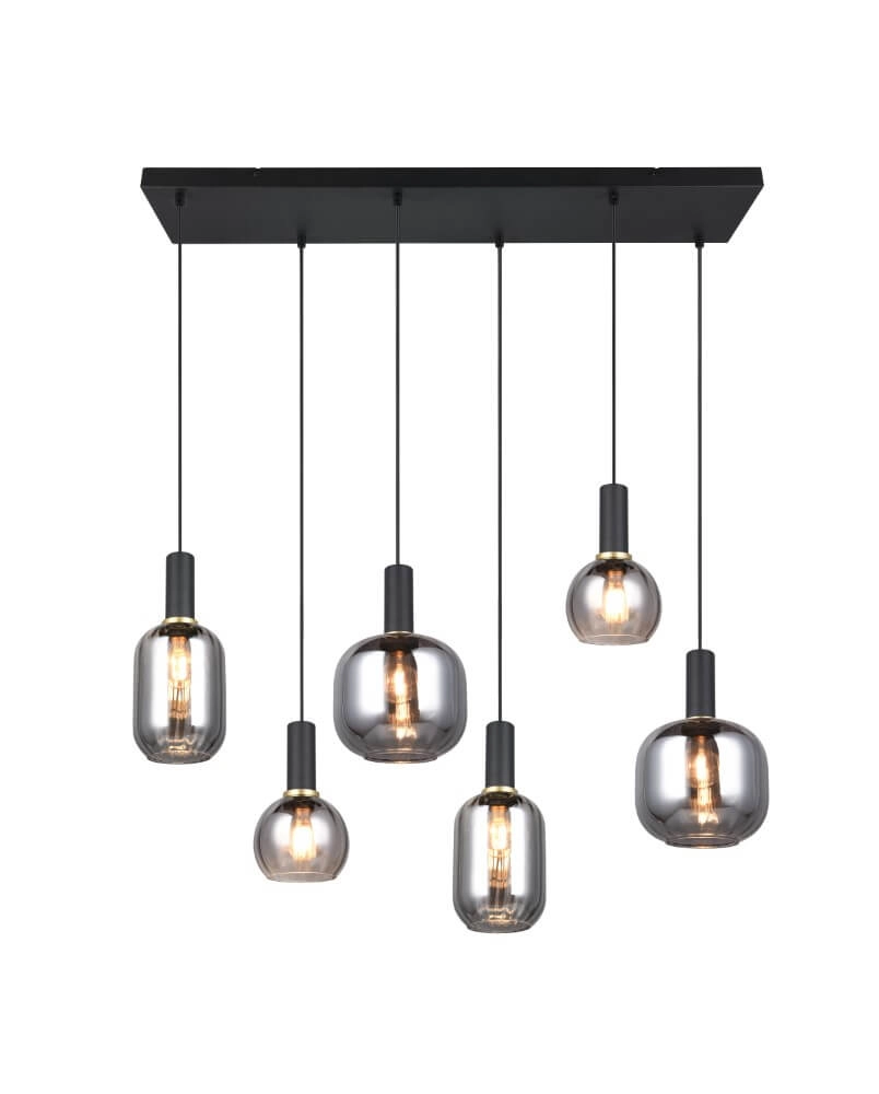 Dining room pendant lamp Diva 6-light - smoke glass Trio 4017807614572