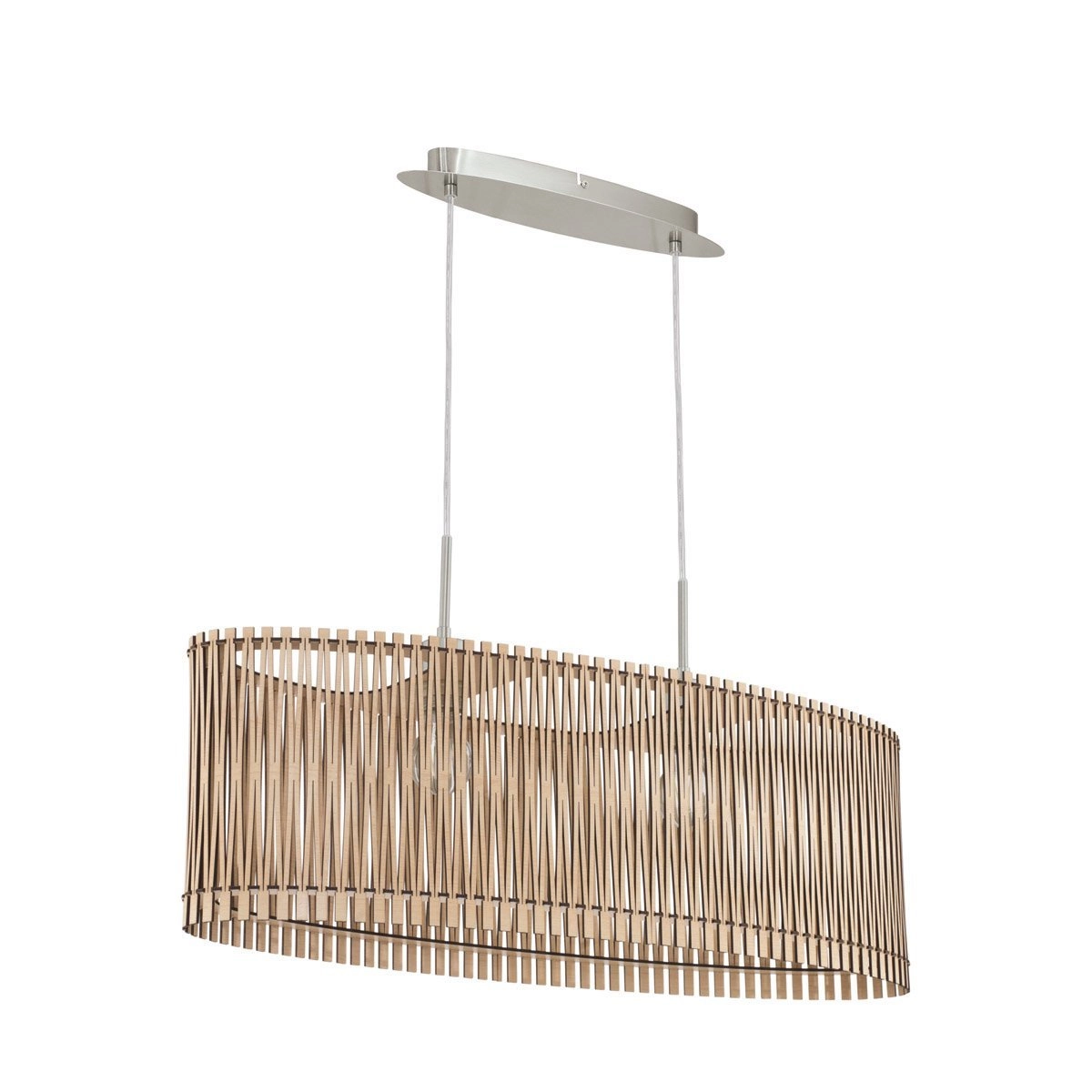 Pendant lamp Sendero Oval nickel matt with light wood brown Eglo 9002759961947