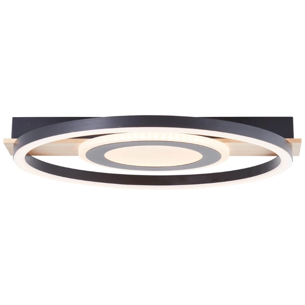 Ceiling light Maureen Ø 37cm black with wood Brilliant 4004353420078