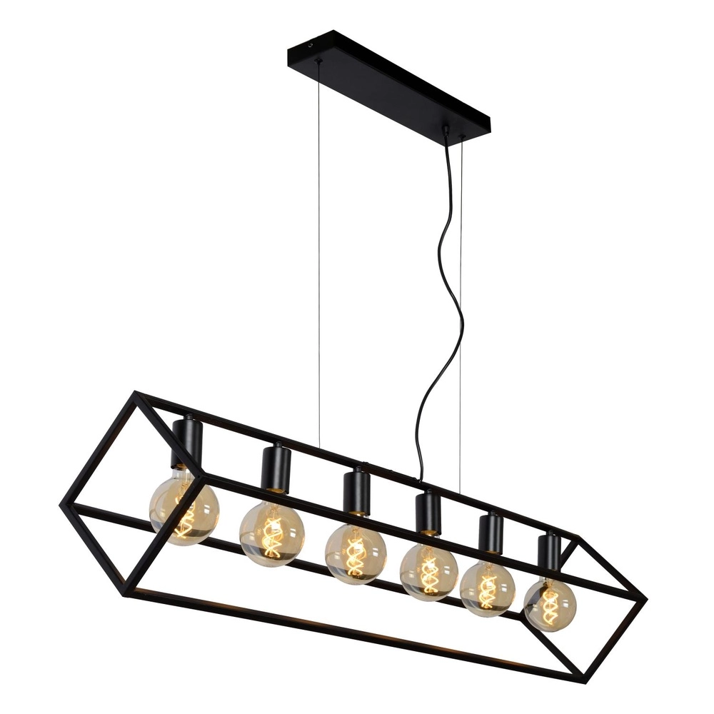 Modern pendant lamp Fabian 6-light black Lucide 5411212010810