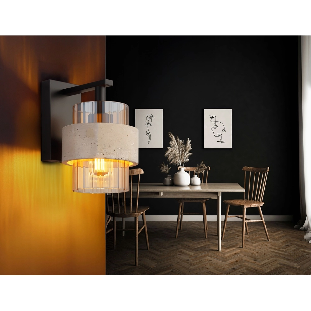 Wall lamp Daren black with marble Globo 9007371589661