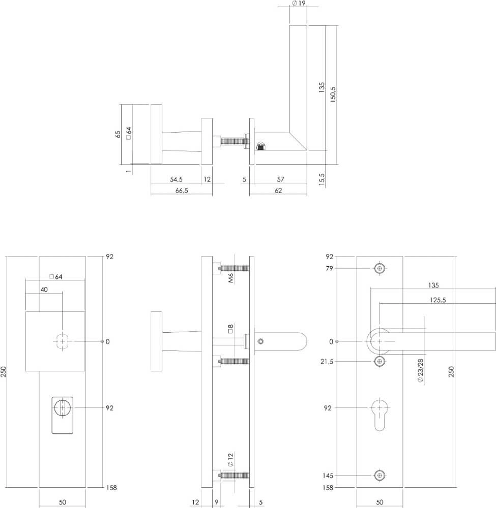 Front door fittings straight Vurano PC 92mm stainless steel tumbled Intersteel 8714186697641