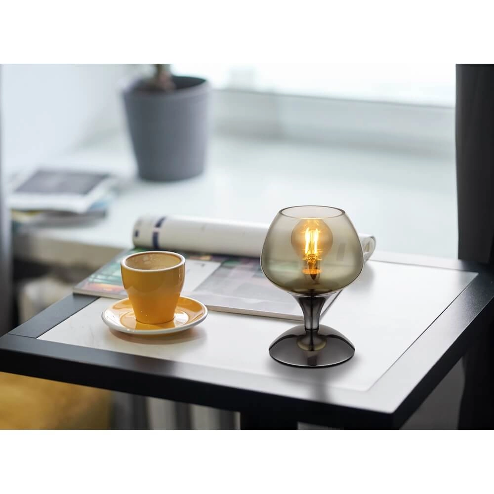 Gunmetal table lamp Maxy with amber glass Ø 15cm Globo 9007371462933