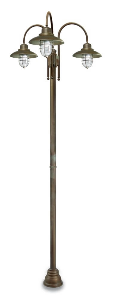Floor lamp Patio Cage XL - aged brass 3-lights