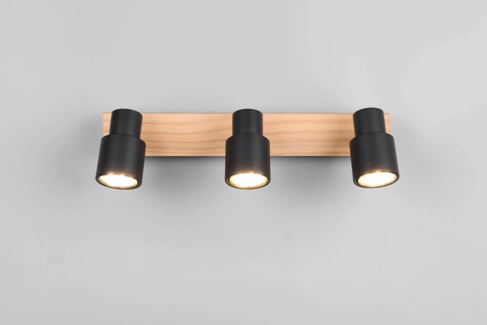 3-light ceiling lamp Pierre black with wood Trio 4017807638196