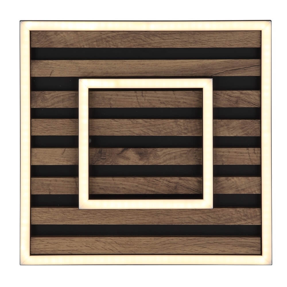 Ceiling lamp Woody black with wood square 30cm Globo 9007371507573
