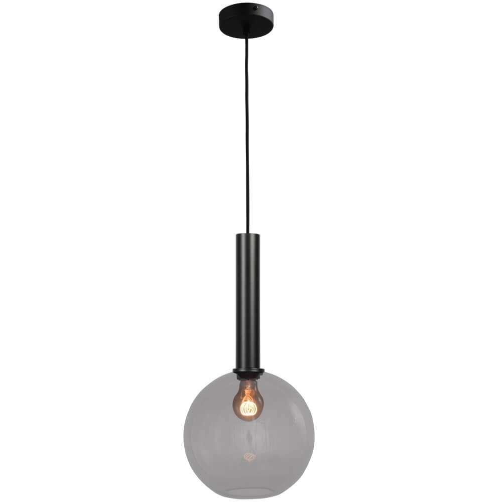 Hanging lamp Ø 25cm Bella 2 Black with smoke glass