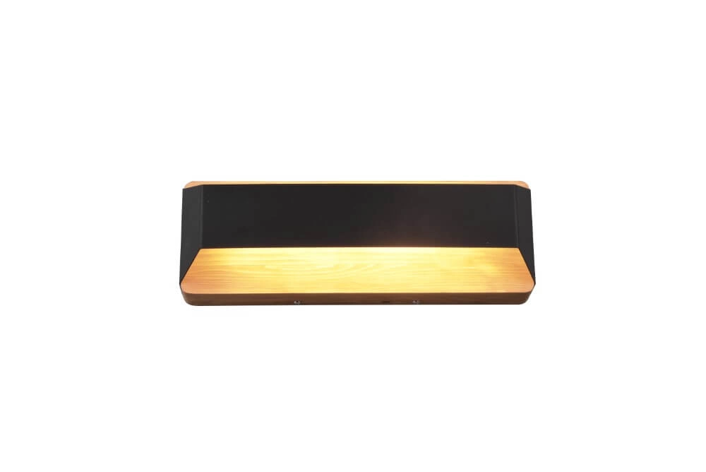 Wall lamp Arino 35cm black with wood brown Trio 4017807502787