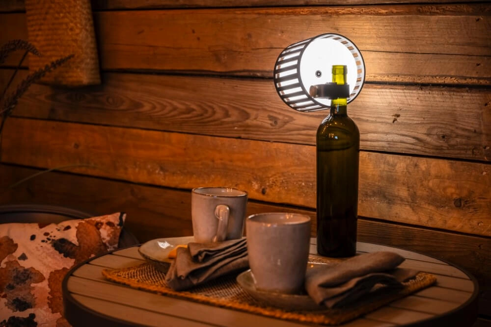 Unique table lamp Bottle Black rechargeable KonstSmide 7318308377520