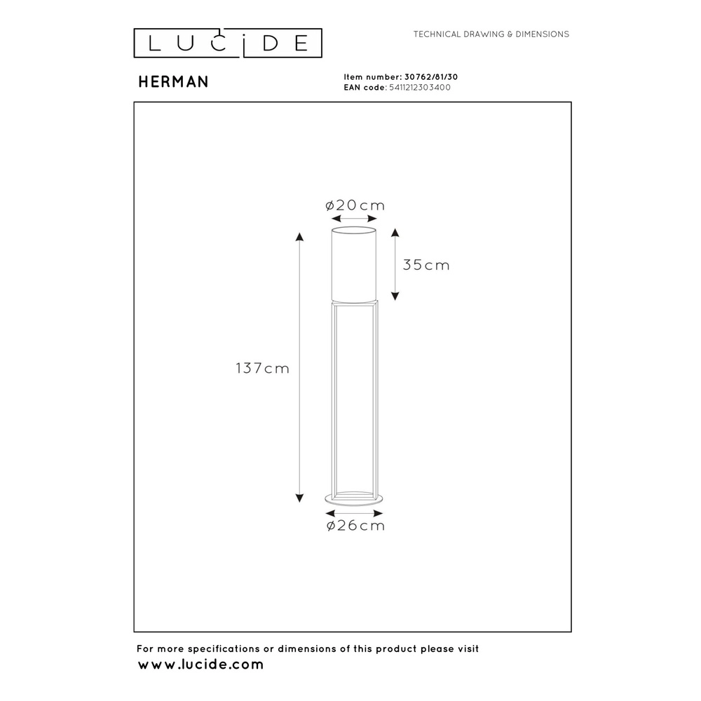 Floor lamp Herman Black Lucide 5411212303400