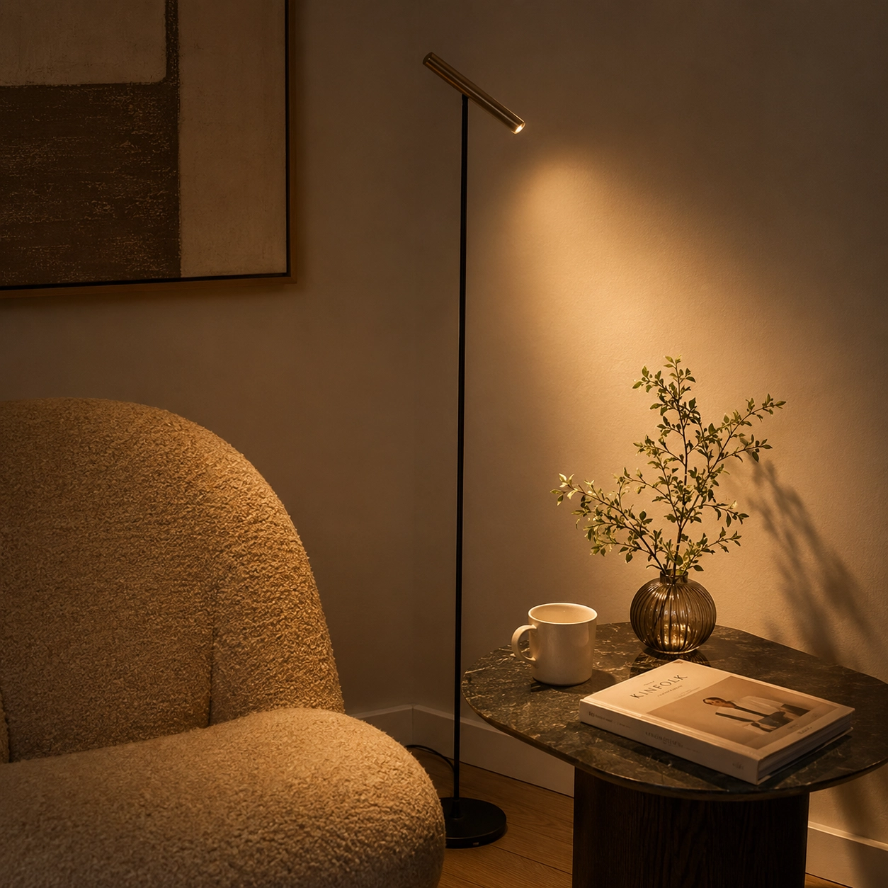 Design floor lamp Prato black with mocha brown