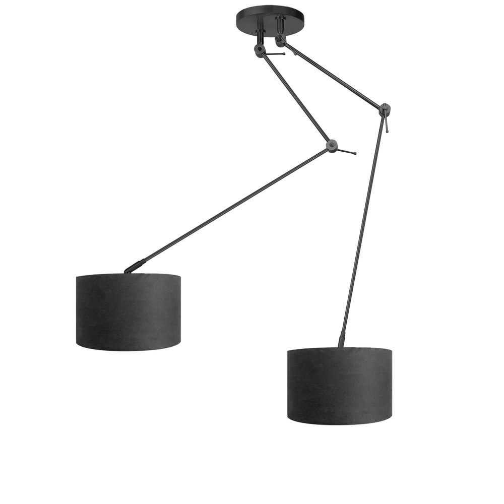 Ceiling lamp Rod double black with shades Ø 30cm