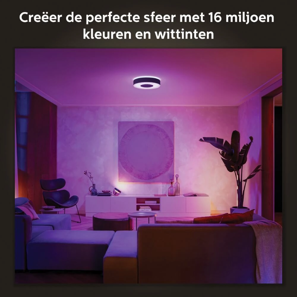 Ceiling light Hue Infuse M - White and color Ø 38.1cm black Philips 8718696176504