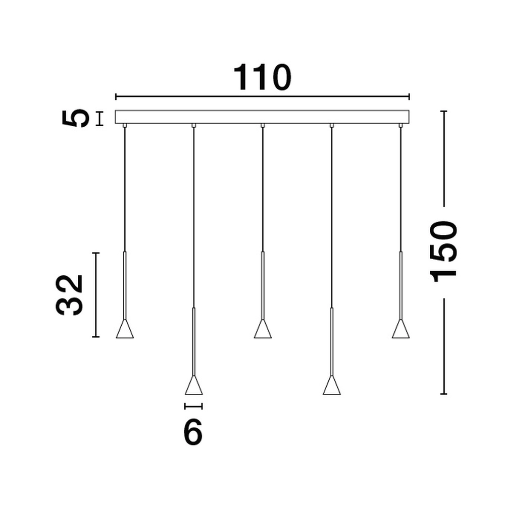Pendant lamp Net Straight 5-light black Lyora 5212017445315
