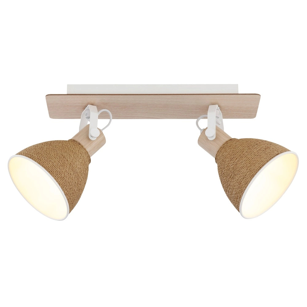 Ceiling lamp Lyndon 2-light white with rattan Globo 9007371583744