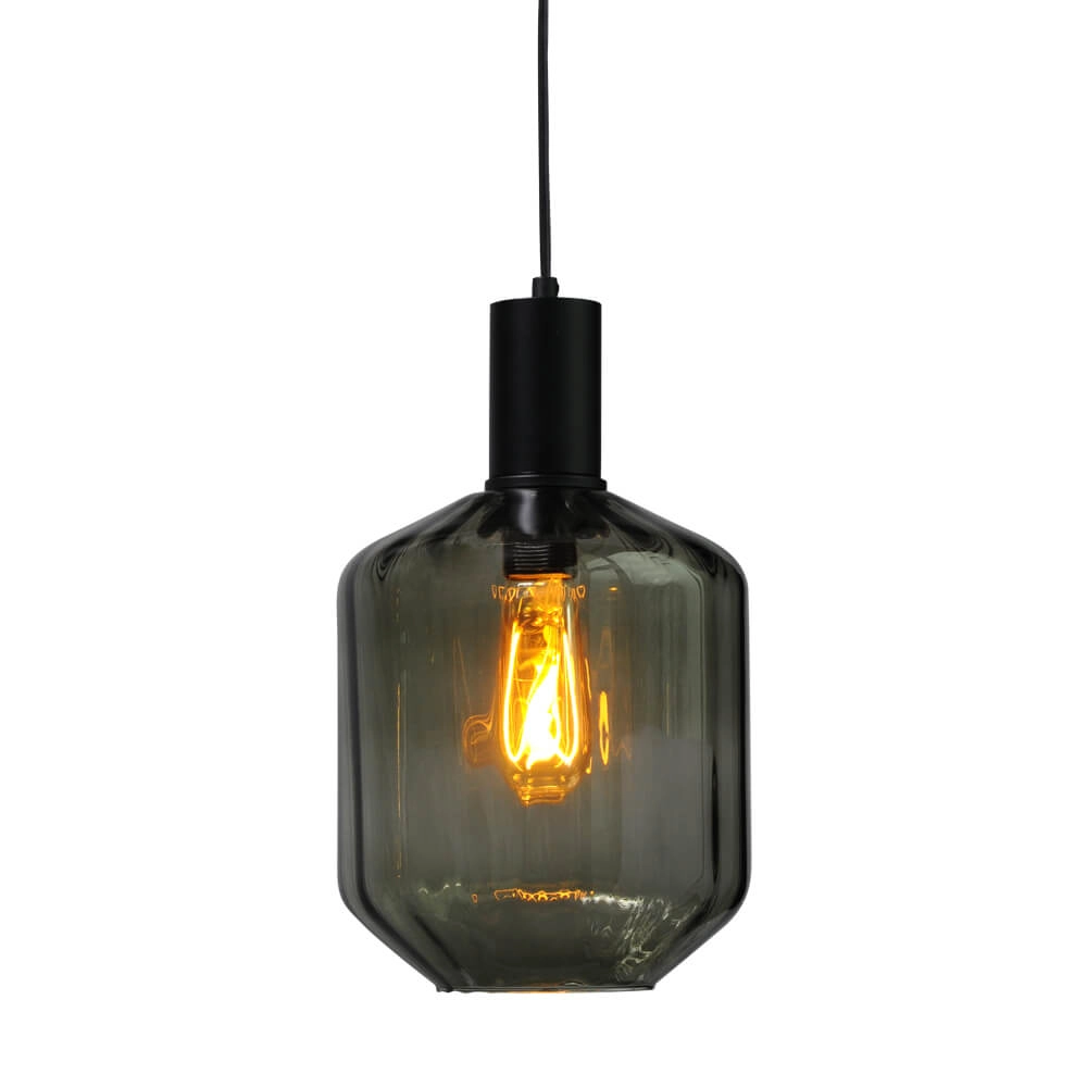 Hanging lamp black Porto with Jagger green glass - Ø 19cm