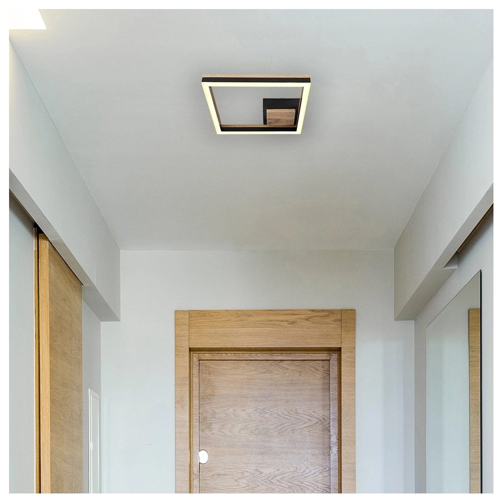 Ceiling lamp Beatrix Square black with wood Globo 9007371451401