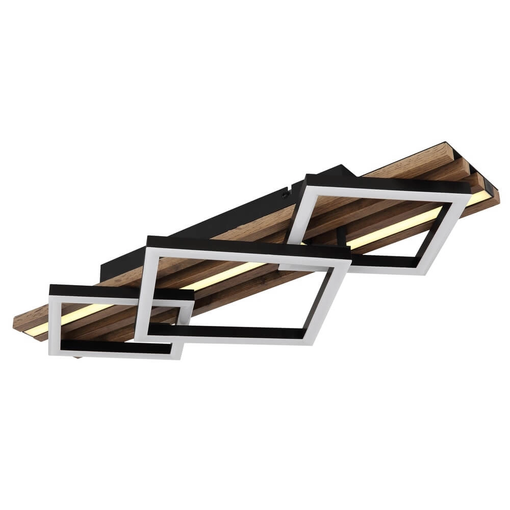 Ceiling lamp Obrien black with wood 3-lights Globo 9007371515301