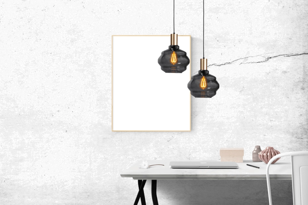 Hanging lamp gold Porto with Ball smoke glass - Ø 24cm Masterlight 8718121269139