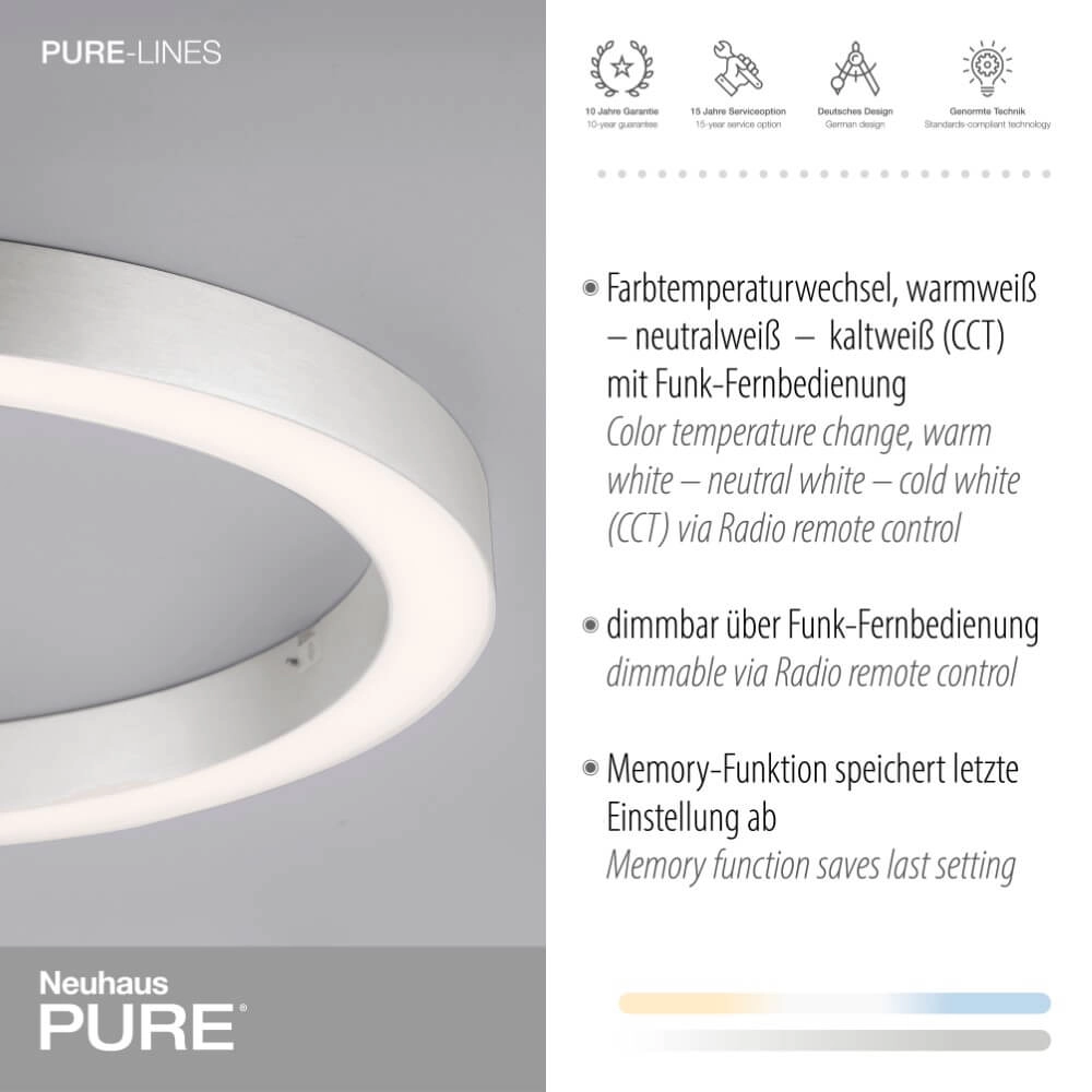 Round floor lamp Pure Lines Round Ø 50cm aluminum Paul Neuhaus 4012248375860