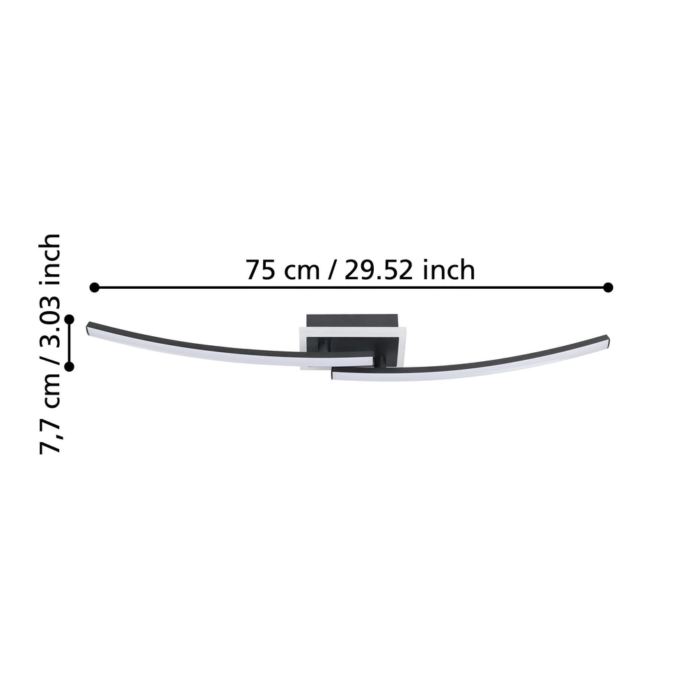 Ceiling lamp Lungolago LED - black - square Eglo 9008606316076