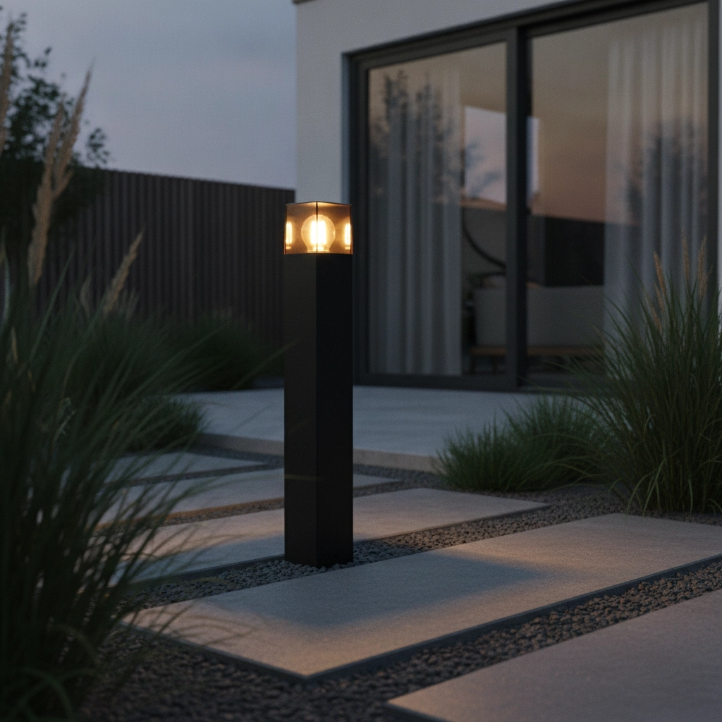 Modern garden lamp Denver black with smoke glass 60cm